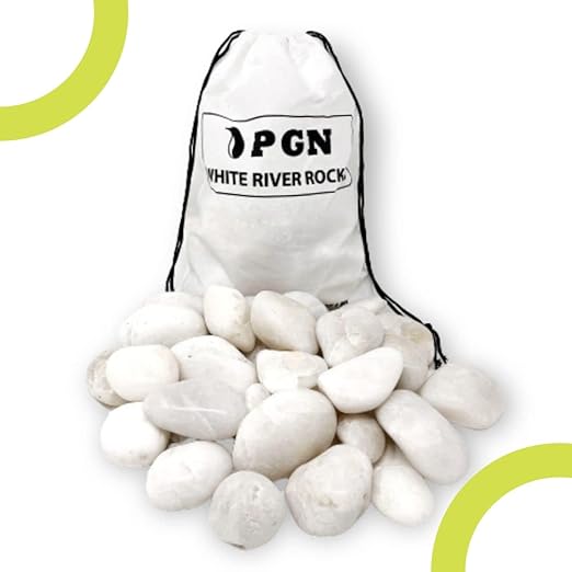 PGN White River Rocks for Plants - 10 Pounds - White Rocks with Smooth, Polished Surfaces - 1-3 Inch Stones for Planters, Aquarium Decorations, Vase, Fireplace, Landscaping, Outdoor Decor