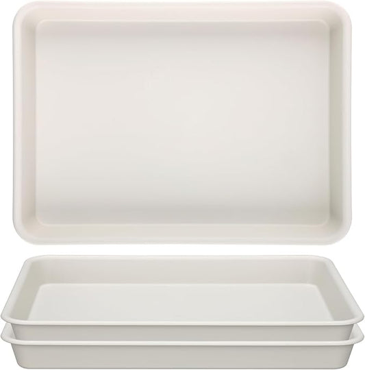 GREANER 11 Inch Plant Ttray, 3 Packs Durable Plastic Humidity Trays for Indoor Plants, Plant Saucers for Outdoors, Drip Trays for Potted Plants(Beige)