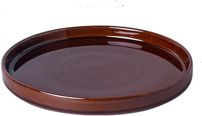 Ceramic Plant Saucer 12 Inch, Round Plant Trays for Indoors/Outdoors, Flower Pot Saucers for Holding Water Drips and Soil, Ceramic Drainage Tray for Plant Pot (Reactive Glaze Brown)