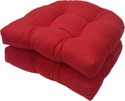 Waterproof Chair Cushions Set of 2 Outdoor,Tufted Thicken Weather and Fade Resistant Kitchen Seat Cushions,Patio Chair Pads for Garden Furniture Sofa Couch (red)