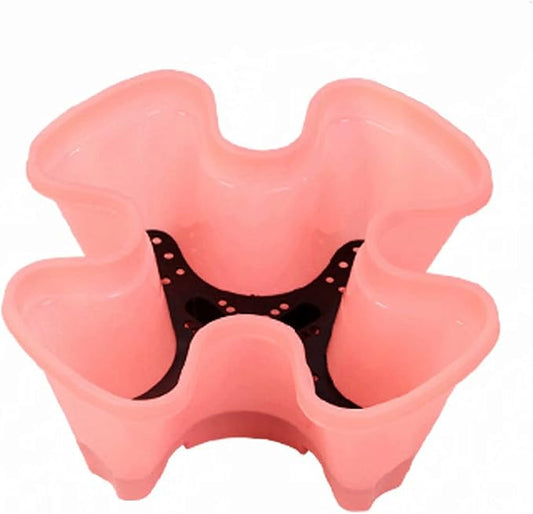 Tier Stacking Flower Pot Tower Stackable Vertical Plastic Garden Planter Vegetable Flower Strawberry Planter Pot-Space Saving Set, Pink