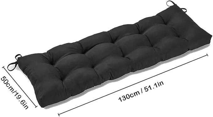 Indoor/Outdoor Bench Cushion Cotton Garden Furniture Loveseat Cushion, 51.2"x19.7" Patio Wicker Seat Cushions for Lounger Garden Furniture Patio Lounger Bench (Black)