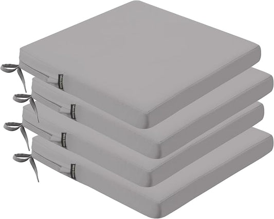 idee-home Outdoor Chair Cushions Set of 4, 17" x 16" Outdoor Seat Cushion Waterproof Patio Furniture with Ties, Dining Chair Pads