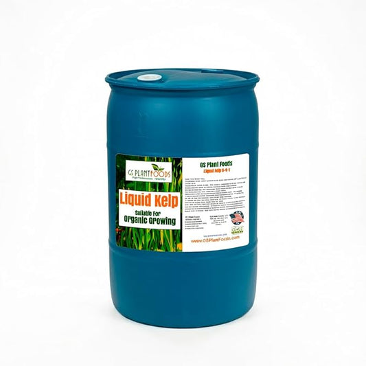 GS Plant Foods Liquid Kelp Fertilizer – Suitable for Organic Growing, OMRI Listed Seaweed Concentrate for Lawns, Gardens & Soil - 55 Gallons