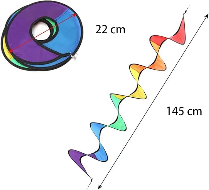 2 Pcs Rainbow Wind Spinners for Yard Garden Hanging Colorful Spiral Rotating Windmill Wind Spinner Ornament Lawn Spinners Outdoor Indoor Decoration for Porch Polyester Portable Rotate Accessories