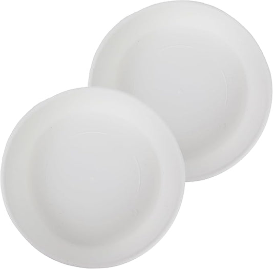 The HC Companies 17.5 Inch Classic Round Plant Saucer, Lightweight UV-Resistant Plastic Outdoor & Indoor Flower Pot Tray, 2-Pack Plant Pot Trays for Garden & Home Decor, White