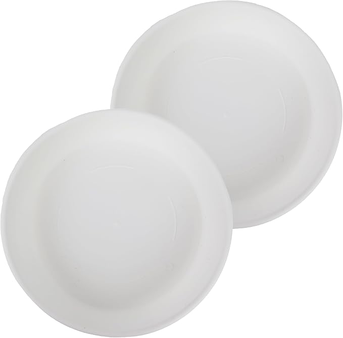 The HC Companies 21 Inch Classic Round Plant Saucer, Lightweight UV-Resistant Plastic Outdoor & Indoor Flower Pot Tray, 2-Pack Plant Pot Trays for Garden & Home Decor, White