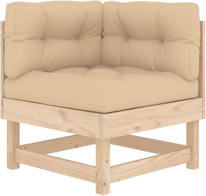 Garden Lounge Set Beige, Natural Wood Outdoor Seating Set Garden Seating Ensemble for Backyard Deck