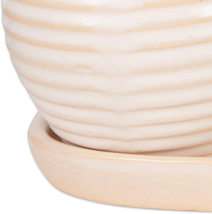 Accent Plus Cream Round Ceramic Small Planter (Set of 3)
