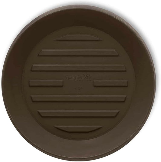 Crescent Garden Universal Round Planter Saucer – Heavy-Duty Drainage Tray for Indoor & Outdoor Use – Fits Pots with 11" Base (15" Total Outer Diameter) - Bark Brown