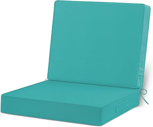 Cozyide 22x22 Outdoor Cushions for Patio Furniture, Waterproof Outdoor Chair Cushions with Non-Slip Ties and Handle, Washable Deep Seat Cushions for Outdoor Furniture with Removable Cover, Teal