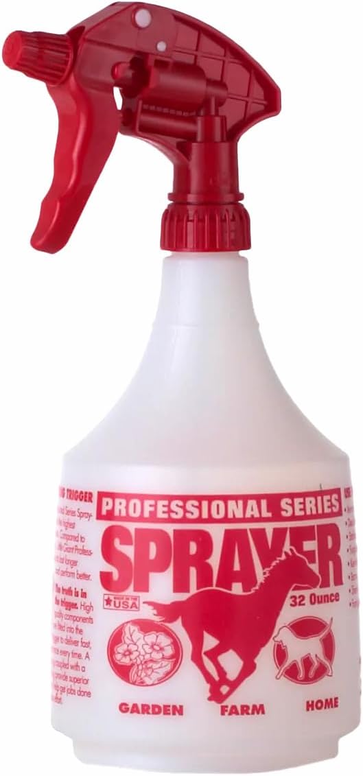 Little Giant® Professional Spray Bottle | All Purpose General Use Spray Bottle | Heavy Duty Horse Sprayer | 32 Ounces | Red