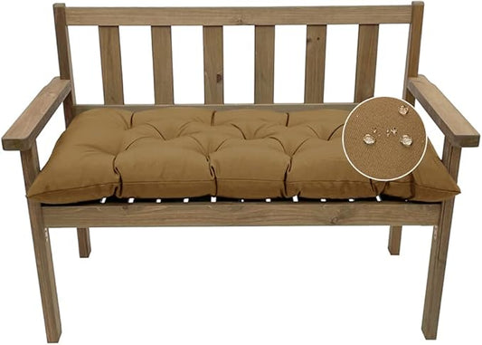 Outdoor Bench Cushion, Waterproof Swing Cushion Bench Seat Cushion, Swing Chair Replacement Seat Pads Cushion Pillow for Lounger Garden Furniture Patio Metal Wooden Bench (Light Brown, 59x20in)