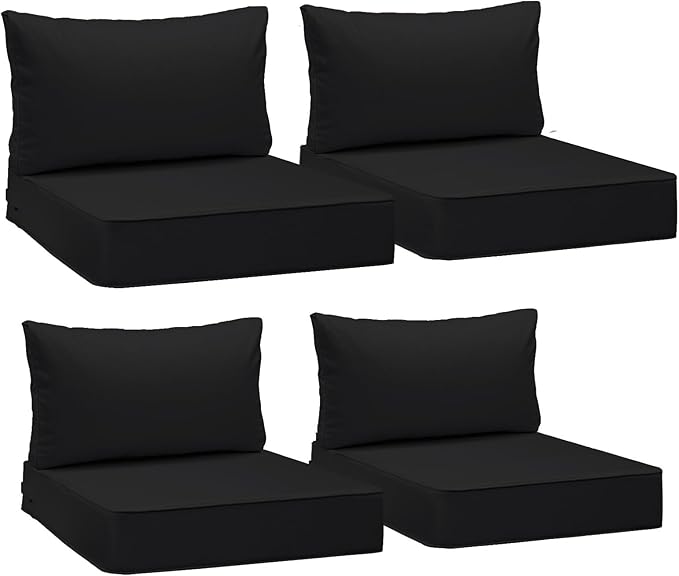 AAAAAcessories Outdoor Deep Seat Cushions, Waterproof, Fade-Resistant Patio Furniture Replacement Cushions, 25.5" x 25.5" x 5" + 25.5" x 13.5", Set of 4, Black