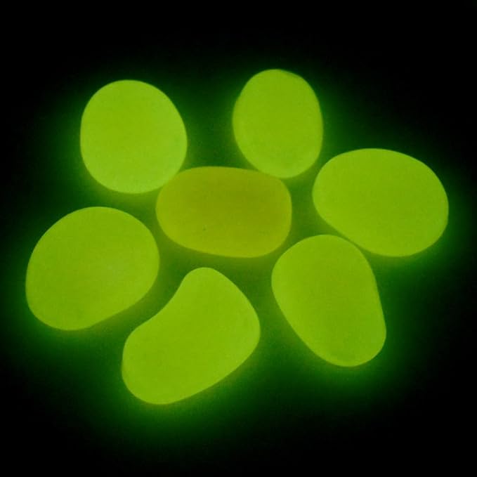 QTTLLI 20Pcs 4.5CM Large Glow Pebbles Glow in The Dark Decorative Stones Rocks for Garden Path Walkway Yard Fish Tank, Brown Yellow