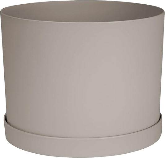 Bloem Mathers 6" Pebble Stone Round Modern Resin Garden Planter Pot with Drainage Holes and Removable Saucer Tray Included