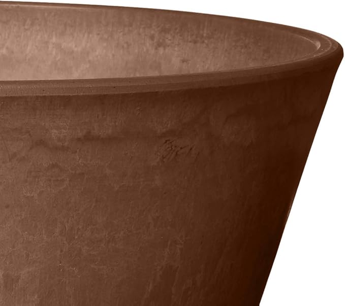 Arcadia Garden Products PSW Pot Collection TD25C Plastic/Stone/Wood Composite Shallow Bulb Pan - No Drainage Hole (Drillable), Planter for Succulents, Bonsai, Fairy Gardens, Herbs, 10-inch, Chocolate