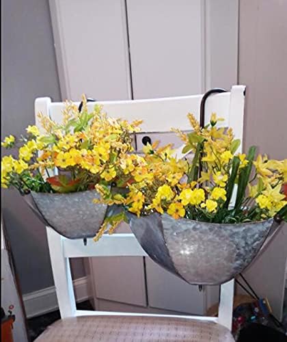 GIFTME 5 Set of 2 Galvanized Metal Umbrella Hanging Wall Planter Flower Holder Indoor or Outdoor Garden Succulent Wall Planter Set