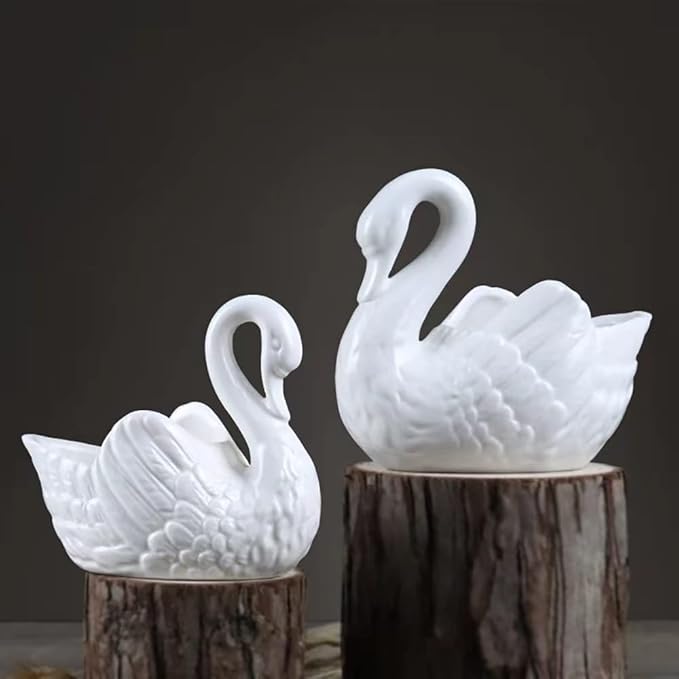 White Swan Succulent Planter, Porcelain, Candle Holder (2 Pack)