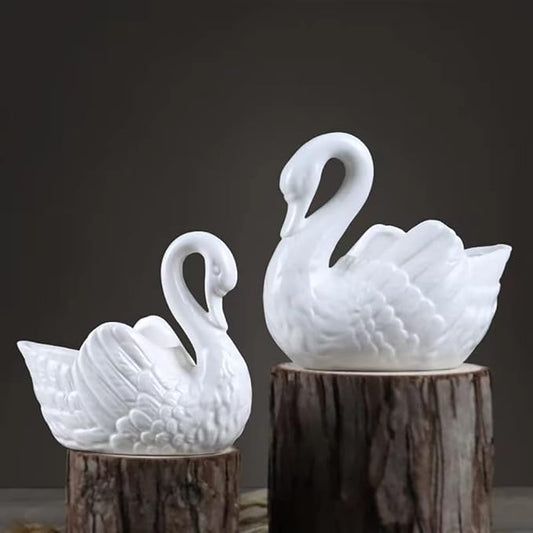 White Swan Succulent Planter, Porcelain, Candle Holder (2 Pack)
