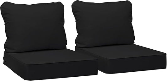 AAAAAcessories Outdoor Seat Cushions for Chairs, Fade-Resistant, Waterproof Patio Furniture Replacement Cushions, 22" x 22" x 3" + 22" x 17", Set of 2, Charcoal Black