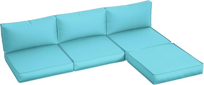 Amopatio Outdoor Replacement Cushions for Patio Furniture Set, 4" Thick High-Density Foam Seat & Back Cushions, Water-Resistant Non-Slip Machine-Washable Patio Covers (Teal)