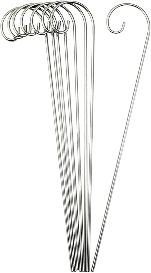 20 Pcs Silver 20cm Plant Label Hooks Markers Label Hanger Garden Plant Sign Stake Rustproof Deformed Garden Sign Hooks Hanging Rods for Flower Planter Plant Container Accessories