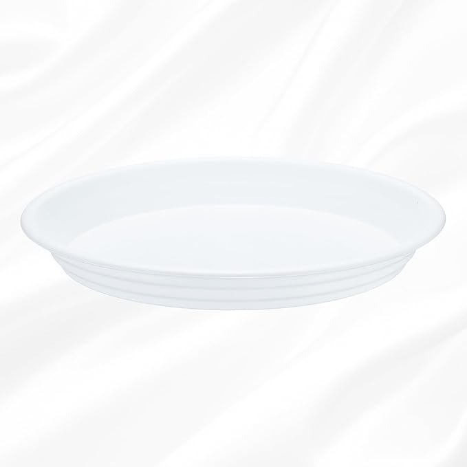 HARFINGTON Plastic Plant Saucer 9.5" Round Drip Trays Flower Pot Saucers Flower Base Bottom Drainage Tray for Indoors Outdoors Planters, Pearl White