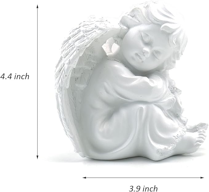 Asng Cherubs Angels Resin Garden Statue Figurine, Adorable Angel Sculpture Memorial Statue, Indoor Outdoor Home Garden Decoration (Hug Little Angel-Right)