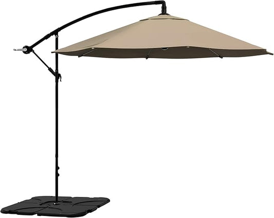 10 Ft Offset Cantilever Patio Umbrella - Fade-Resistant Shade Umbrella Outdoor Patio Canopy with Cross Base for Garden, Lawn, Deck, Yard or Pool by Pure Garden (Sand)