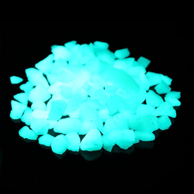 Shiny Stone Glow in The Dark Gravel Stones Rocks, Aquarium Gravel, Glow Rocks Stones,Decorative Rocks for Fish Tank Aquarium Garden Planter Landscape Decoration,280g/10oz (8-15mm, Blue Green)