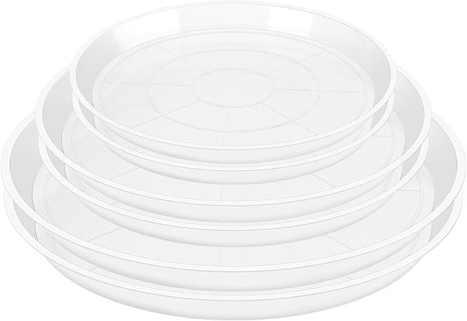 6 8 10 Inch Plant Saucer Pot Tray, 6 Pack Clear Plant Saucers for Indoors and Outdoors, Large Plastic Dish Suacer Water Drip Tray for Potted Plants Flowers (6 8 10 Inches)
