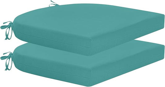 HARBOREST Outdoor Chair Cushions Set of 2, Water Resistant Patio Chair Cushions with Ties, Outdoor Seat Cushions for Patio Furniture, 17"x16"x2", Teal