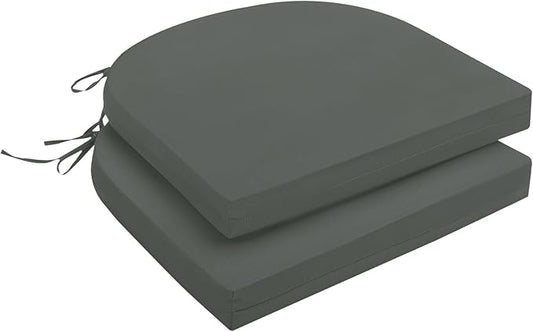 downluxe Outdoor Chair Cushions Set of 2 for Patio Furniture, Water-Resistant Patio Chair Cushions with Ties, High Density Foam Outdoor Seat Cushion, 17" X 16" X 2", Dark Grey