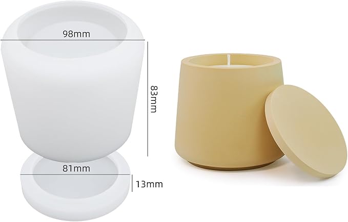 Storage Box with Lids Candle Jar Molds Set, Creative Silicone Candle Vessels Pot Molds, Concrete Round Stripe with Cover Bottle Making Moulds for Storage Candle Holder (O)