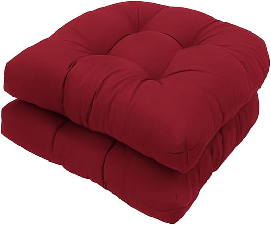 Waterproof Patio Chair Cushions Set of 2 Burgundy Outdoor Rocking Chair Cushion Non-Slip Dining Chair Pads for Garden Furniture