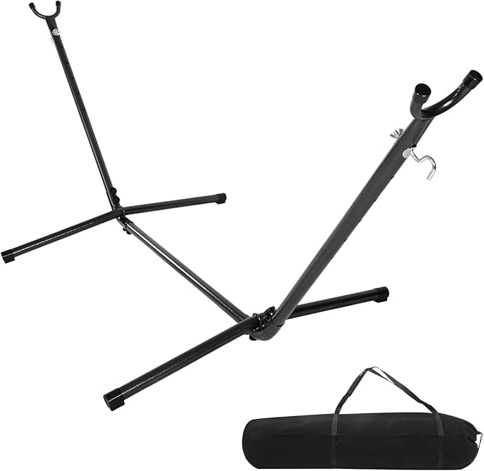ONCLOUD 9FT Steel Hammock Stand Only, Heavy Duty Hammock Rack with Storage Bag, Portable Hammock Frame for Outdoor Patio, Garden, Courtyard, Balcony or Indoor (450LBS, Black)