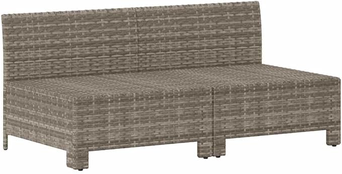 2-Seater Garden Sofa Grey Poly Rattan, Powder-Coated Steel, Polyester Garden Furniture Set Patio Furniture Set for Backyard Backyard