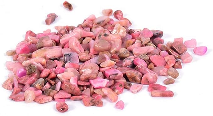 IMALY Rhodochrosite Tumbled Chips Stone Polished Crushed Healing Crystal Quartz Pieces Irregular Shaped Stones for Home Decorative Stones Vases Plants Succulents 0.5lb
