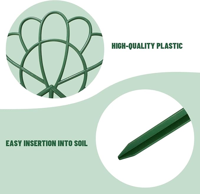 5Pcs Peacock-Shaped Plant Support Stakes for Balcony Garden Sunflower Trellis Growing Through Grid Medium-Sized Universal Tree Topper Holder Including Twist Ties