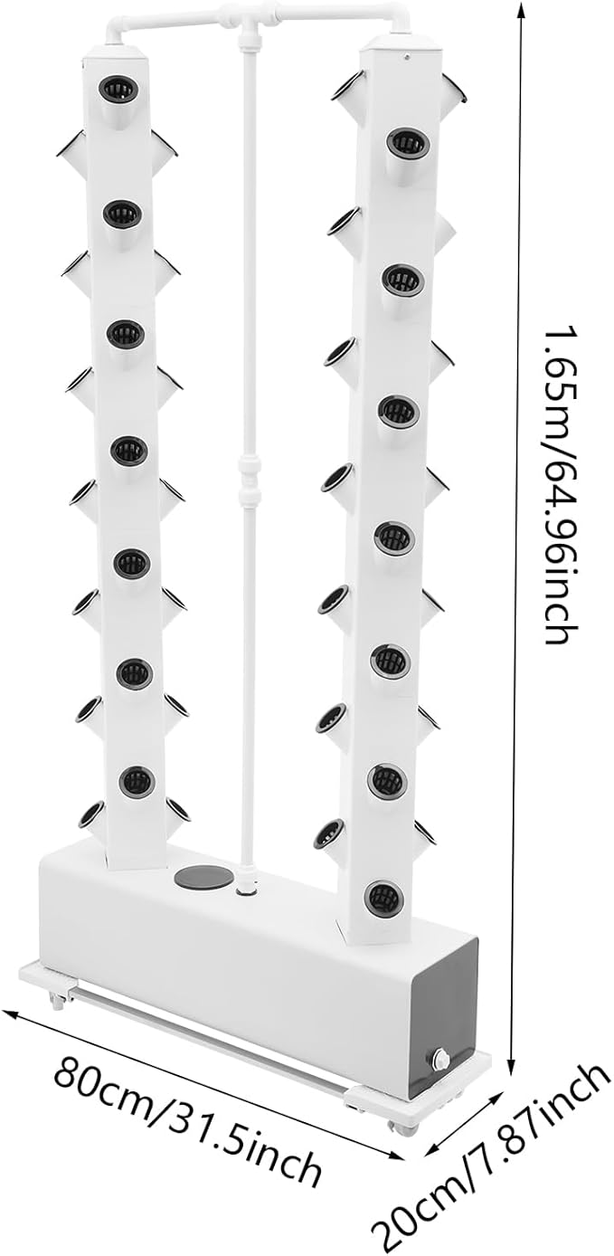 Hydroponic Growing System, 56-Plant Hydroponic Tower Outdoor Indoor Garden Vertical Planter Germination Kit with Water Pump, Intelligent Water Circulation & Timer Function for Gardening Lover (White)