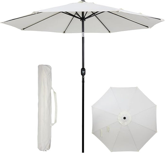 Backyard Expressions 9 ft. Patio Umbrella, Market Table Umbrella w/Tilt and Crank, 8 Ribs