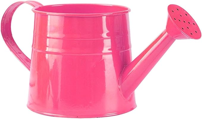 Watering Can Gardening Tool Accessories, Sprinkling Can 1L Metal Flower Garden Watering Can for Outdoor Indoor Plants Lawn Garden (Dark Pink)