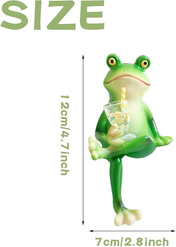 Miniature Frog Garden Statue Planter Decoration for Pots, Small Frog Figurines Decor Fairy Gardens Accessories for Yard Lawn Outside