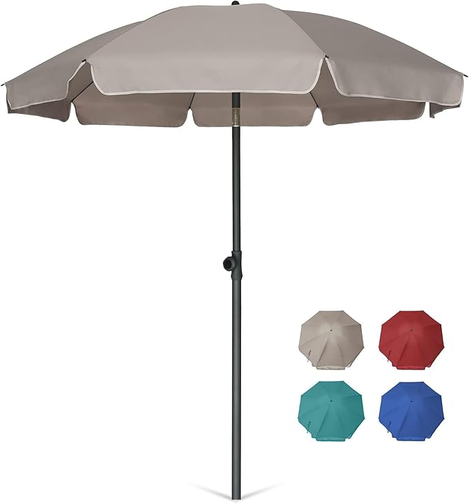 AMMSUN Patio Umbrella, 6.5 ft Outdoor Table Umbrella with Tilt Steel Pole, UPF50+ Protection, Great for Outdoor Garden Backyard, Beige