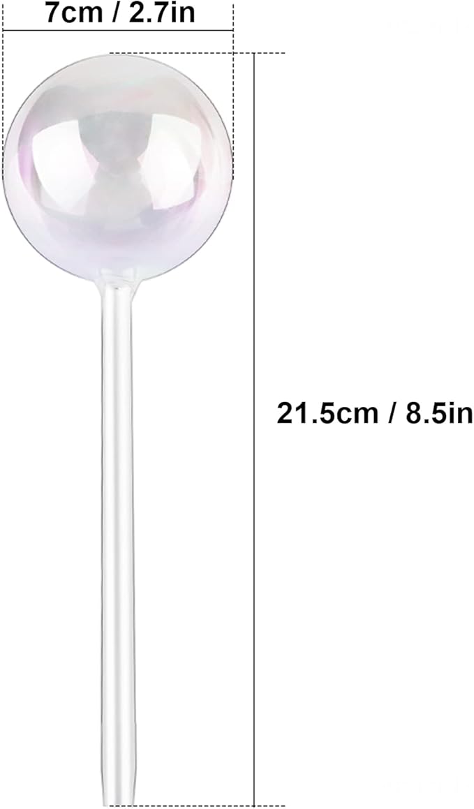 Tomorotec [2 PCS] Light Iridescent Rainbow Gradient Color Clear Glass Self-Watering System Spikes, Automatic Plant Waterer Bulbs