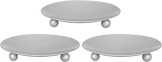 Candle Holder Decorative Iron Plate,Candle Stand for LED & Wax Candles,Spa,Bathroom,Weddings,4.33x0.78inch, Set of 3 (Silver)