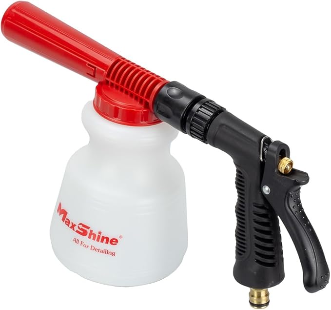 Maxshine Low Pressure Foam Gun – 1L Bottle, Anti-Slip Base, Universal Garden Hose Connection – Lubricated Foam, Dirt Removal, Quick Cleaning for Automotive Exterior