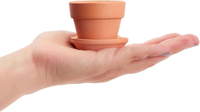 Juvale Miniature Clay Pots with Saucers & Drainage Holes - 1.9 x 2 x 1.7 inches - 16-Pack Rustic Terracotta Succulent Planters - Tiny Terracotta Pots with Tray for Garden Decor