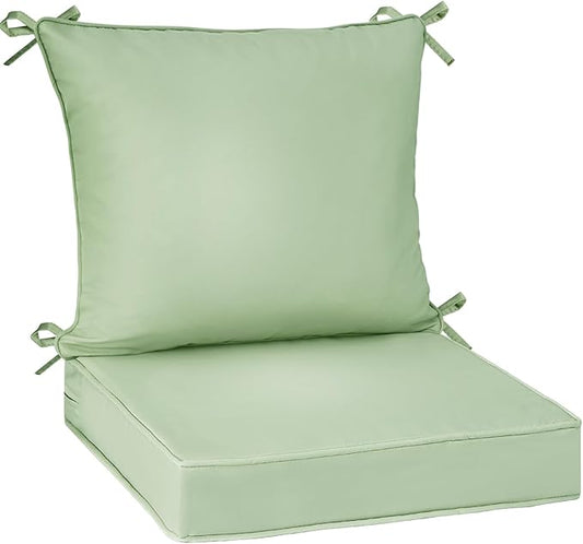 PLTCAT Outdoor Deep Seat Cushion Set, Multiple Sizes for Patio Chair (Cyan, 22" x 22" + 22" x 19")